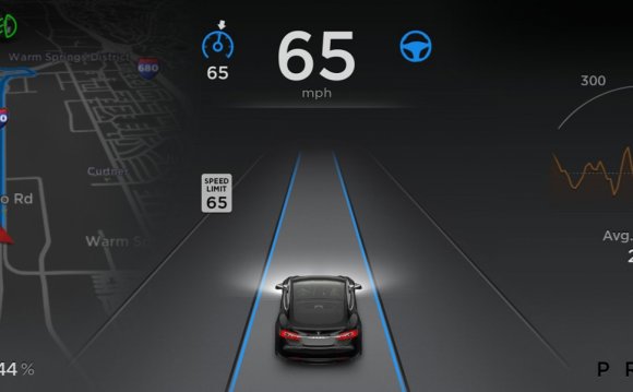 A Tesla Model S in autonomous
